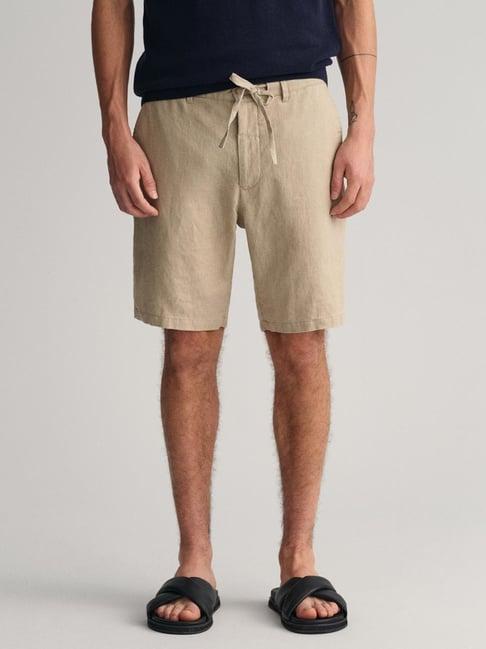 gant beige linen relaxed fit shorts