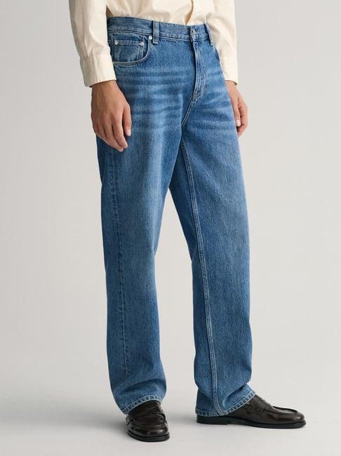 gant mid blue cotton relaxed fit jeans