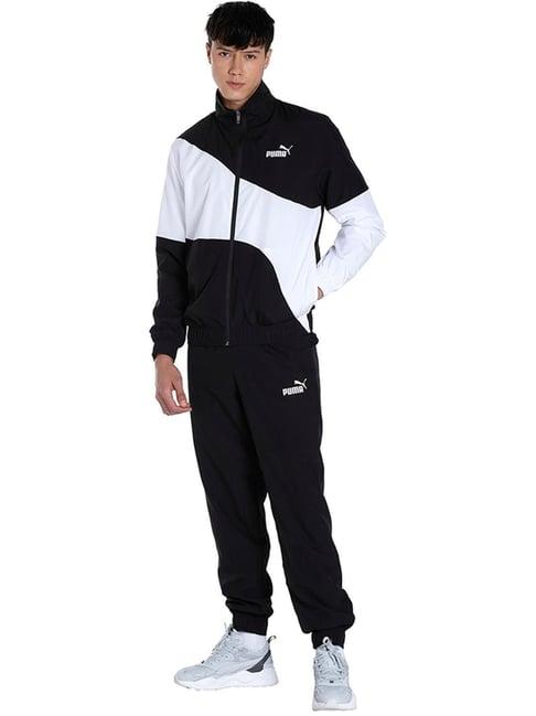 puma black regular fit colour block tracksuit