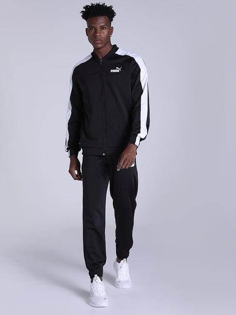 puma black regular fit colour block tracksuit