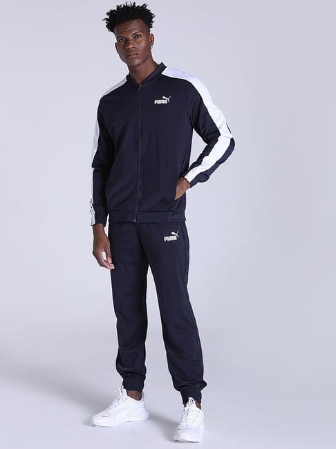 puma blue regular fit colour block tracksuit