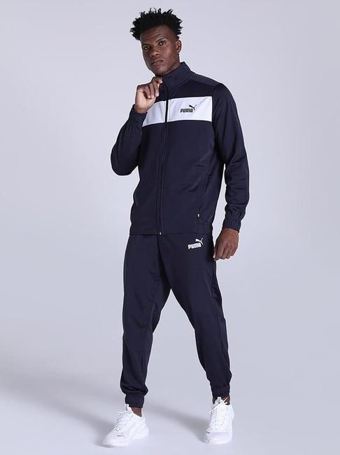 puma blue regular fit colour block tracksuit