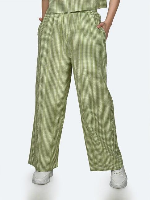 zink london multicolor cotton checks high rise pants