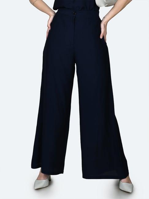 zink london navy regular fit high rise pants