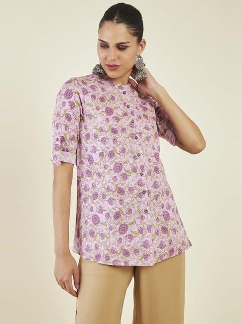 soch purple floral print shirt