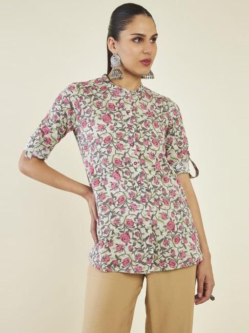 soch green floral print shirt