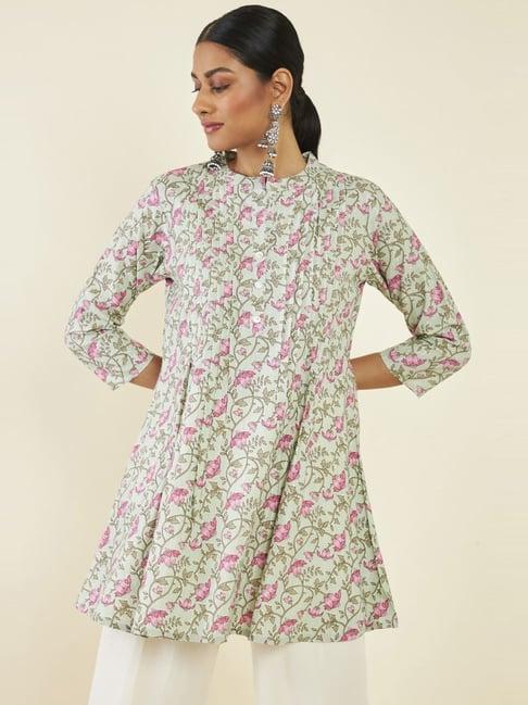 soch sap green floral print tunic