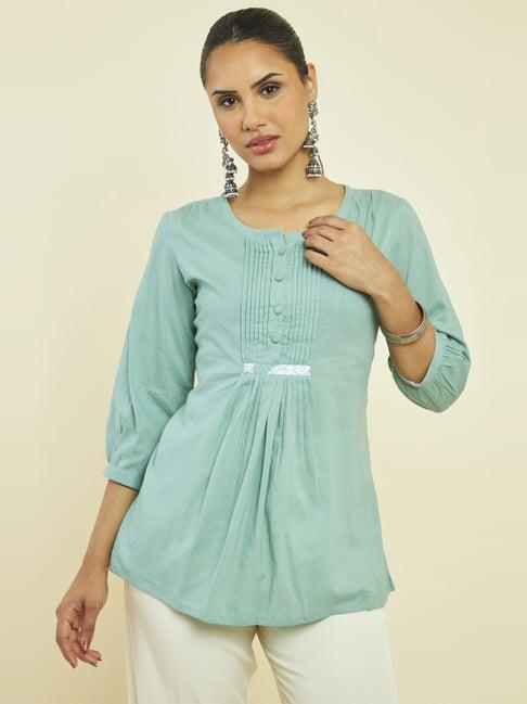 soch teal green cotton tunic