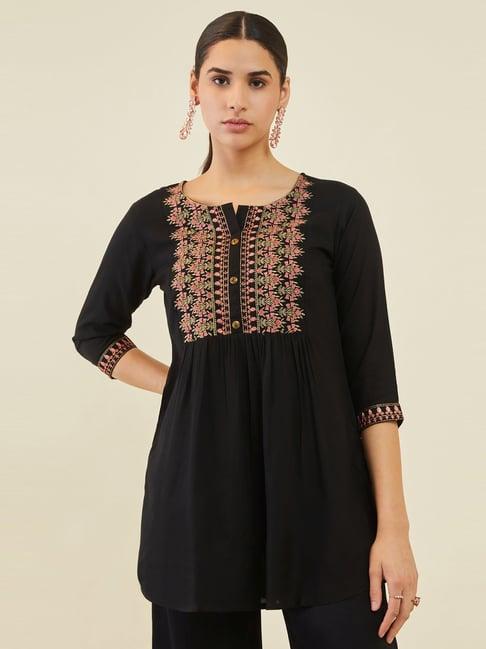 soch black embroidered tunic