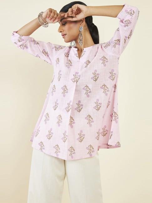 soch pink cotton floral print tunic