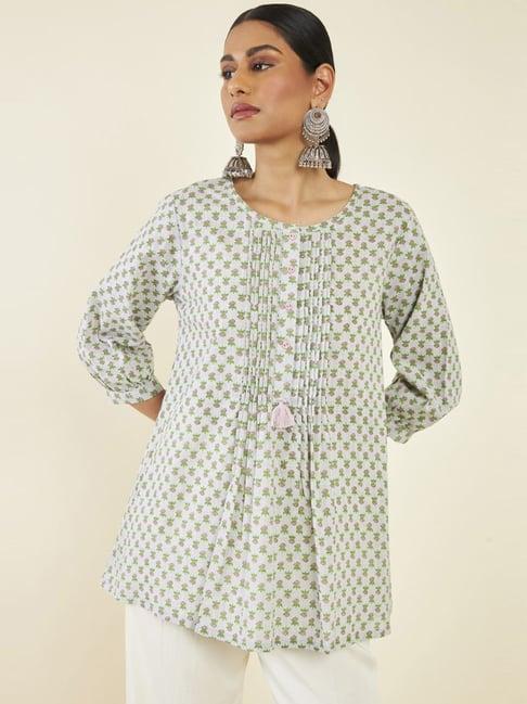 soch grey cotton floral print tunic