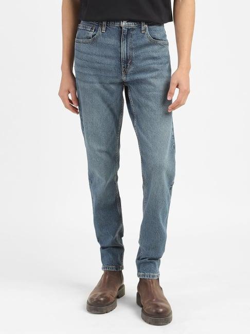 levi's 512 blue cotton tapered fit jeans