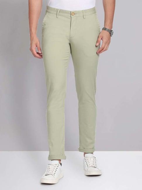 ad by arvind sea green slim fit chinos