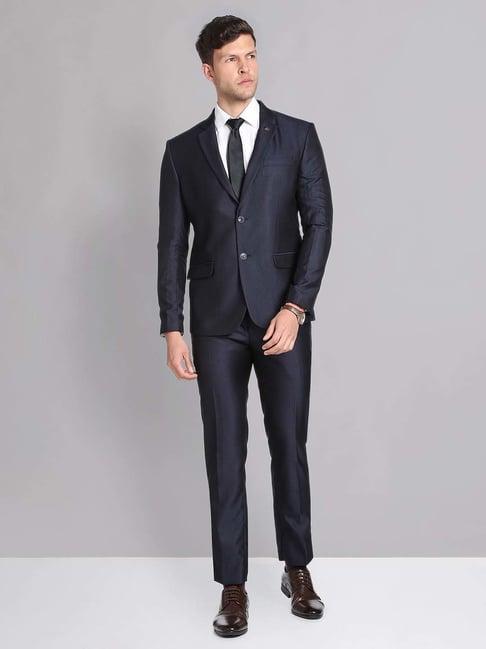 ad by arvind navy regular fit two piece suit