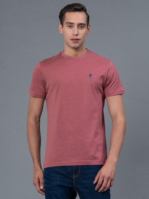 red tape dusty pink regular fit cotton crew t-shirt