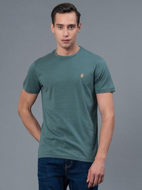 red tape slate green regular fit cotton crew t-shirt