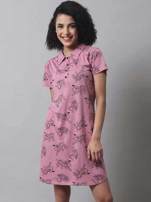 kanvin pink printed short nighty