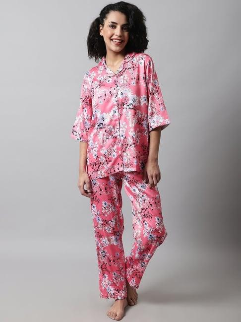 kanvin pink printed top pyjamas set