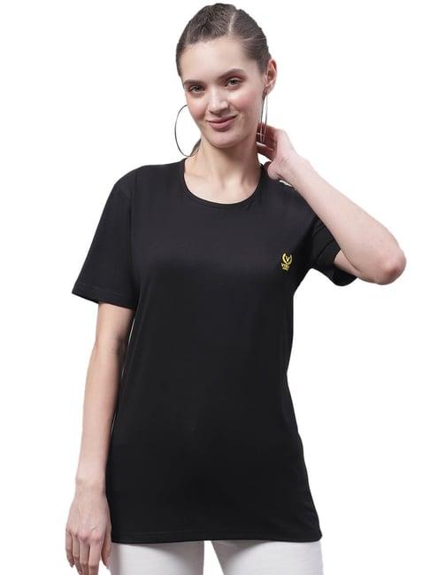 vimal jonney black cotton logo print regular fit t-shirt