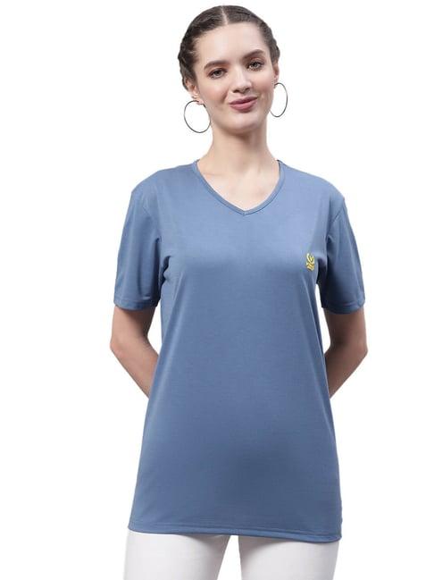 vimal jonney blue cotton logo print t-shirt