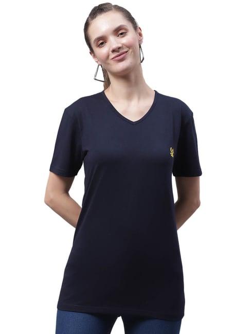 vimal jonney navy cotton logo print t-shirt