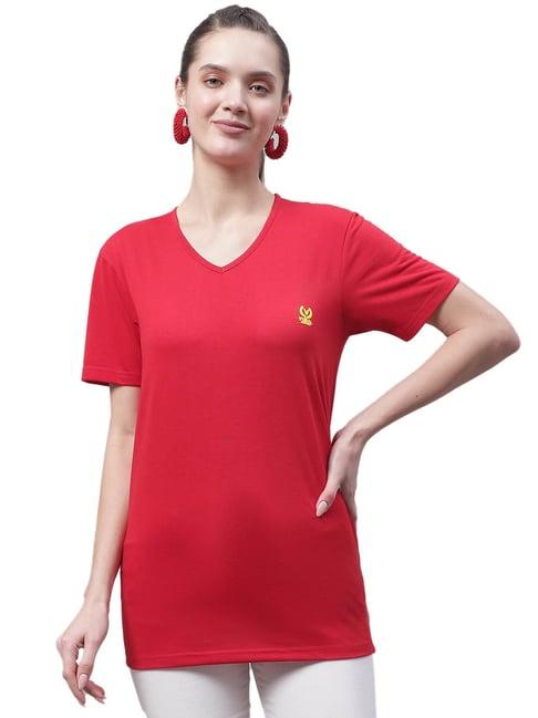 vimal jonney red cotton logo print t-shirt