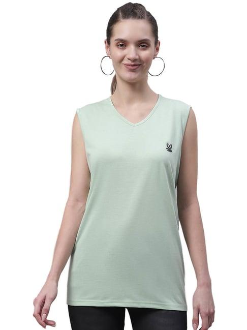 vimal jonney light green cotton logo print t-shirt