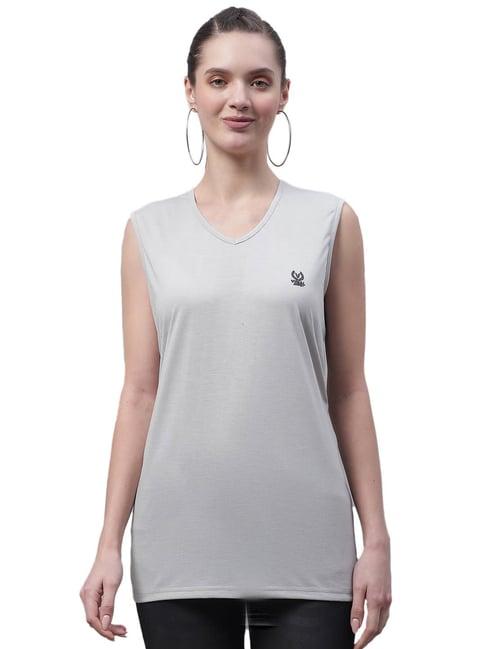 vimal jonney light grey cotton logo print t-shirt