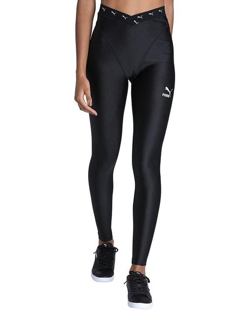 puma black logo print tights