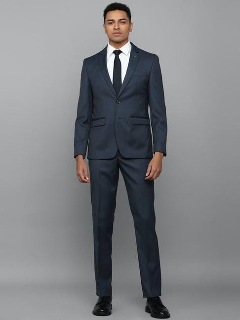 allen solly navy slim fit texture two piece suit