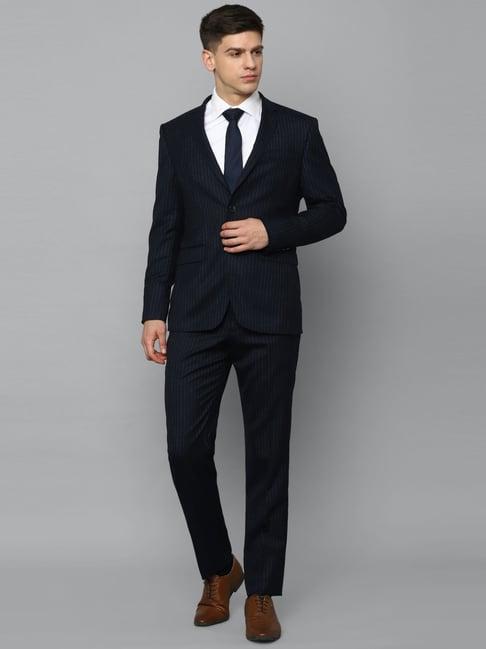 luxure by louis philippe navy slim fit striped two piece suit