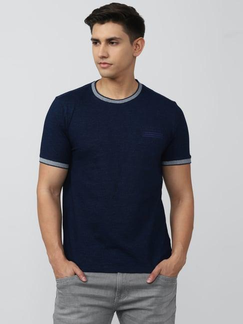 van heusen denim labs navy cotton regular fit t-shirt