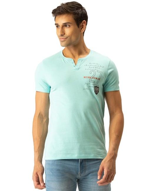 being human blue cotton regular fit printed t-shirt