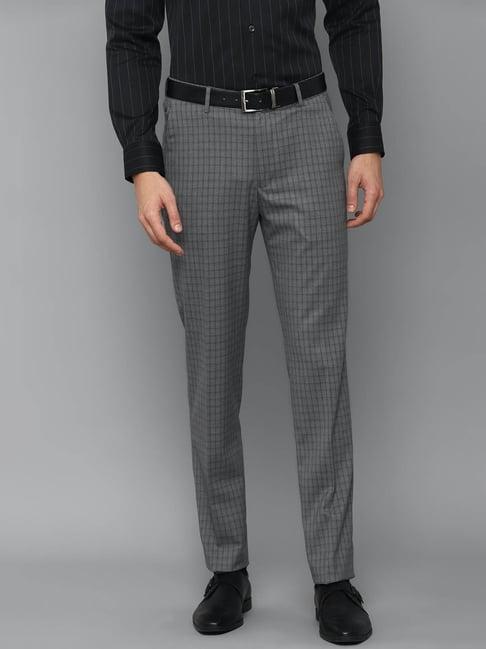 louis philippe grey slim fit flat front trousers