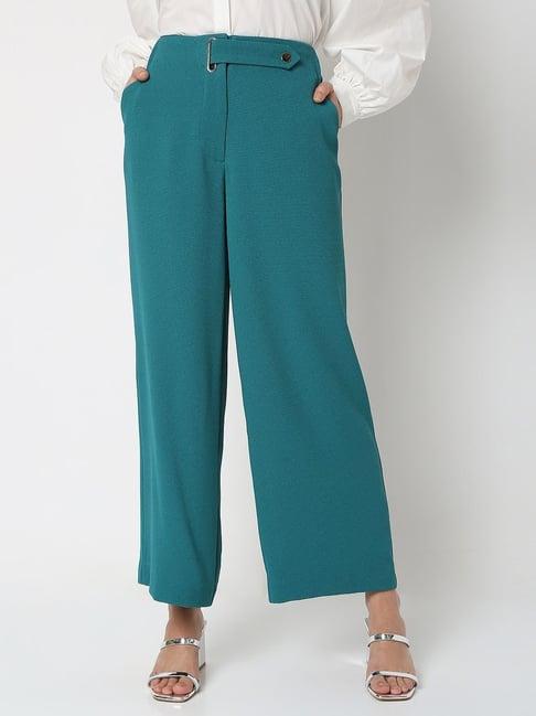 vero moda sea blue straight fit pants