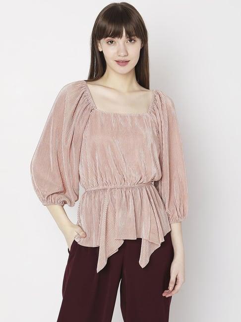 vero moda peach pleated top