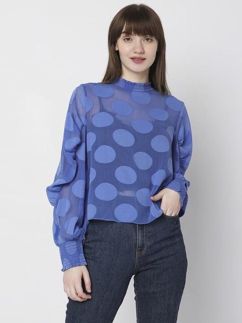 vero moda blue polka dots top