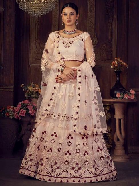 atsevam pink embroidered semi-stitched lehenga choli set with dupatta