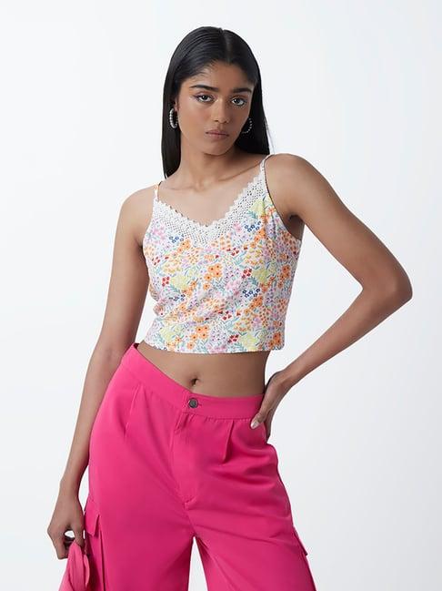 nuon by westside multicolour floral-print crop top