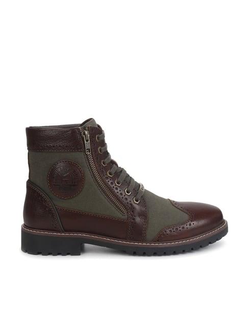 royal enfield men's military vibe olive derby boots