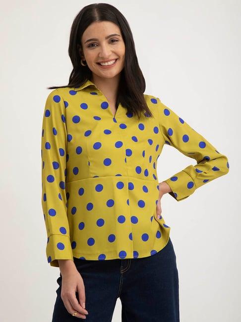 fablestreet green polka dot top