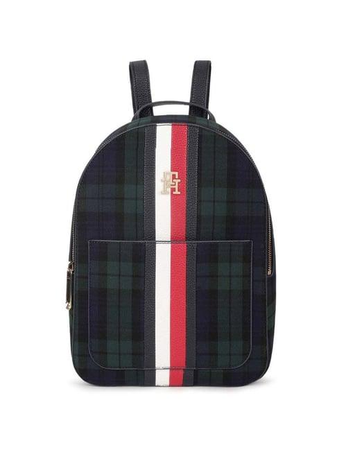 tommy hilfiger multicolor plaid emblem medium backpack