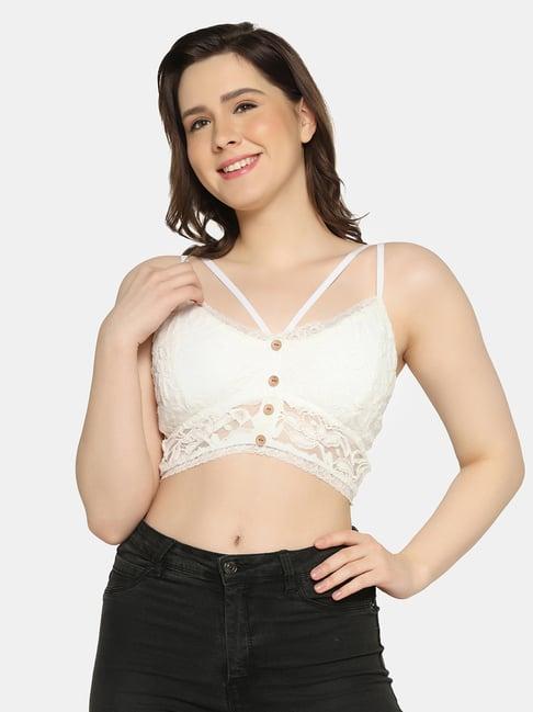 da intimo white lace demi cup bra