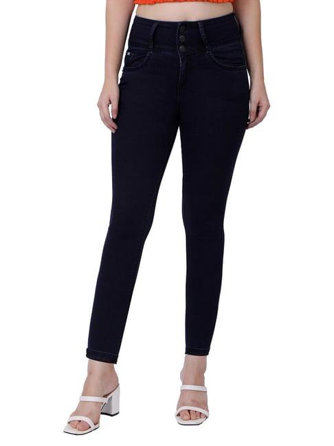 recap dark blue skinny fit high rise jeans