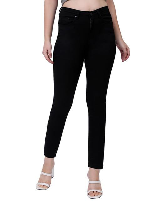 recap black skinny fit high rise jeans