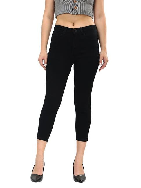 recap black skinny fit high rise jeans