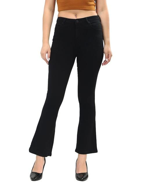 recap black flared fit high rise jeans