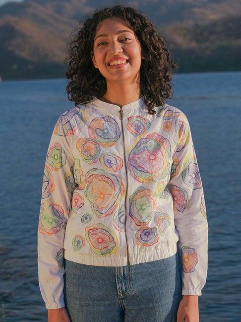 okhai holi white pure cotton hand embroidered jacket