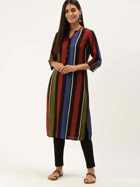 amukti multicolored printed straight kurta