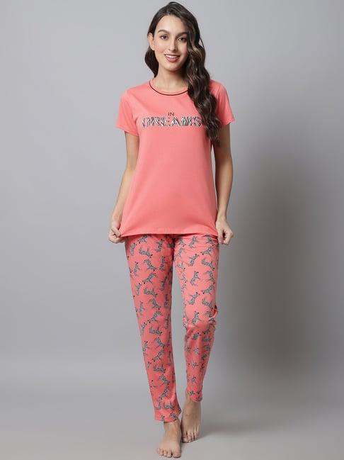 kanvin orange printed top pyjamas set